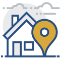House with location pin icon