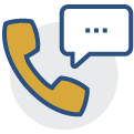 Landline Phone and chat bubble icon