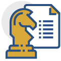 Document and chess piece representing strategy icon