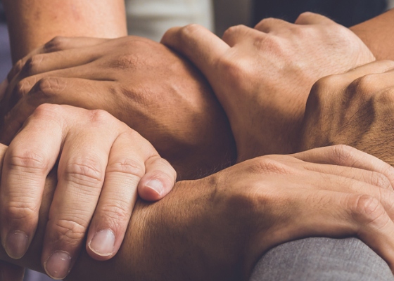 hands interlocked with each other