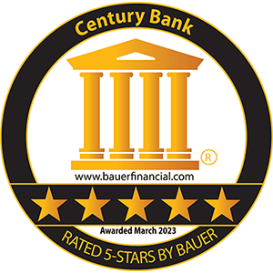 Century Bank rated 5-stars by Bauer